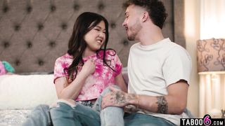 Tiny Asian teen Luly Chu sneaky sex with her huge cock white boyfriend
