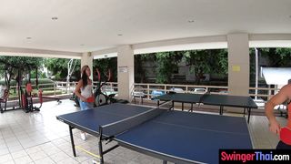Ping Pong game for amateur couple before wild sex in the shower