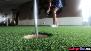 Cute amateur Thai teen Lily Koh on a date playing midget golf and sex