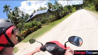 Public blowjob video made with his cute Thai amateur girlfriend