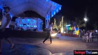 Amateurs enjoy fire show and sex at home after with big ass Thai girlfriend