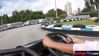 Thai teen amateur girlfriend go karting and sex after with her boyfriend