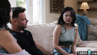 Petite bisexual asian slut Lulu Chu joined to a naughty married couple