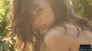 Pre boob job tiny Asian teen Kit Rysha exposing her petite body