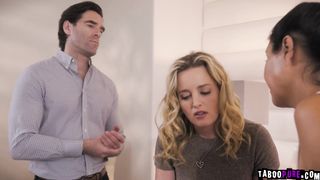 Two hot milfs Dana Vespoli and Charlie Forde sucking Ken Feels big cock