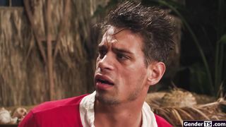 Castaway washes up on a shemale only island and theyre horny