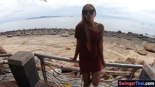 Hot ass Thai GF motobike ride followed by a walk beach side and a fuck