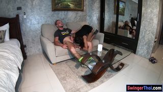 Thai girlfriend enjoys a bisexual threesome after catching her BF