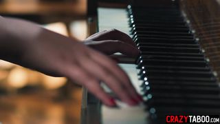 Petite lesbian teen Scarlett Alexis enjoyed pussy licking on the piano