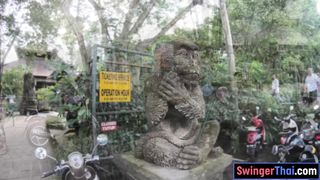 Monkey business and Thai Euro amateur couple sex once back home