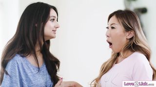 Two rival sororities clash and agree to a lesbian foursome