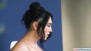 Tgirl Ember Fiera gets uncut cock sucked by asian Ember Snow