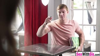 Masturbating Asian stepsis caught and railed by big dick stepbro