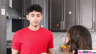 Petite and horny Asian stepsister Kimmy Kimm serving tight pussy for lunch