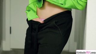 Lesbian couple fucking their big tits brunette roommate