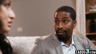 Shy asian MILF employee Avery Black has to fuck her chiefs big black cock