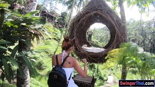Big booty Thai girlfriend garden sex after a nature park visit