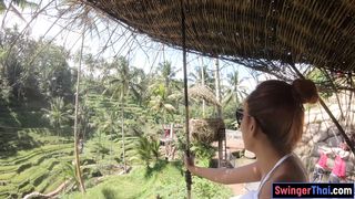 Big booty Thai girlfriend garden sex after a nature park visit