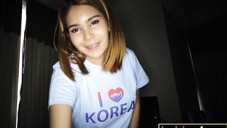 HUGE tits Asian ladyboy teen femboy Elle POV blowjob and anal sex