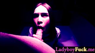 Big cock Asian tranny slut bareback anal after guy enjoyed perfect blowjob