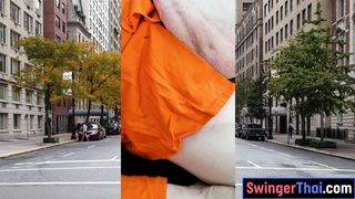 Slutty Thai MILF Joon Mali big white cock car blowjob in public