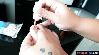 Amateur Thai BBW girlfriend homemade sex tape with white BF