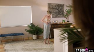 Chinese teen stepsister catches stepbro perving on MILF stepmom