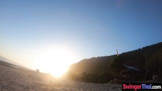 Big ass Thai amateur GF beach visit and homemade sex tape