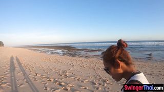 Big ass Thai amateur GF beach visit and homemade sex tape
