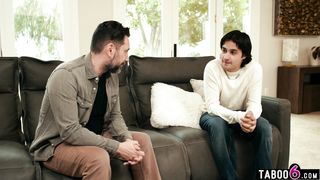 Stepson and stepdad DP mature stepmom after a blindfolded massage