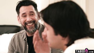 Stepson and stepdad DP mature stepmom after a blindfolded massage