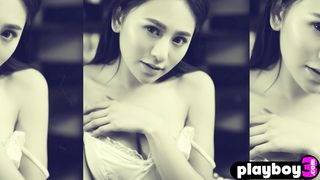 Petite Asian MILF exposing amazing body before hot MILF posed in lingerie