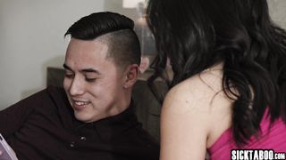 Stepbro converts lesbian Asian stepsister and hot teen again loves cock