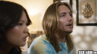 Petite Asian teen fucks stepbrother and hot Asian babe enjoyed rough sex