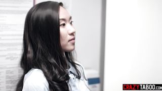 Petite Asian teen Kimmy Kimm performance review by naughty lesbian boss