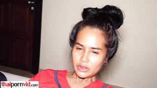 Cute amateur Thai teen Lily Koh masturbating and fucking BFs big white cock