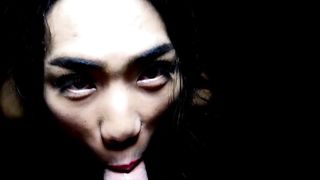 Big tits Thai shemale swallowed big white dick before hardcore anal sex