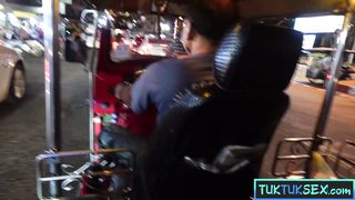 Blonde Asian MILF picked up in a TukTuk and fucked hard at home