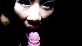 Big tits Asian femboy giving a hot blowjob before hot ass finger fucking