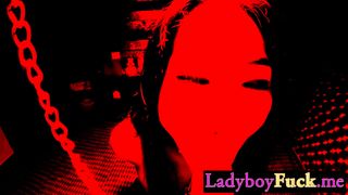 Big tits Asian femboy giving a hot blowjob before hot ass finger fucking