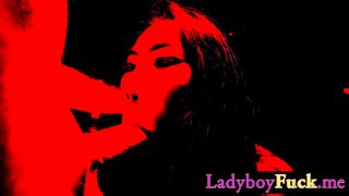 Big tits Asian femboy giving a hot blowjob before hot ass finger fucking