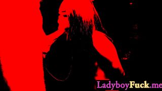 Big tits Asian femboy giving a hot blowjob before hot ass finger fucking