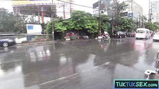 Asian schoolgirl teen picked up in a TukTuk for passionate sex