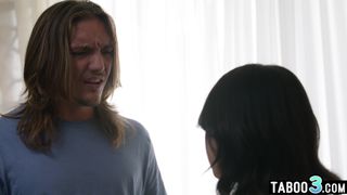 Perv stepbro has to keep his asian teen stepsisters Lulu Chu mouth shut