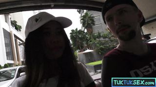 Tiny Thai teen picked up at a coffee place and taken for a ride