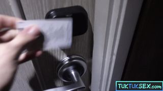 Cute Thai teen with tattoos fucks a Farang on amateur sex video