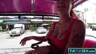 Horny busty Thai MILF picked up and hard fuck with pussy squirting