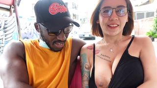 Busty Thai MILF picked up for a dirty interracial threesome