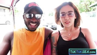 Busty Thai MILF picked up for a dirty interracial threesome