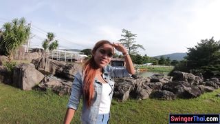 Thai GF horseback and big cock riding when staying on a ranch